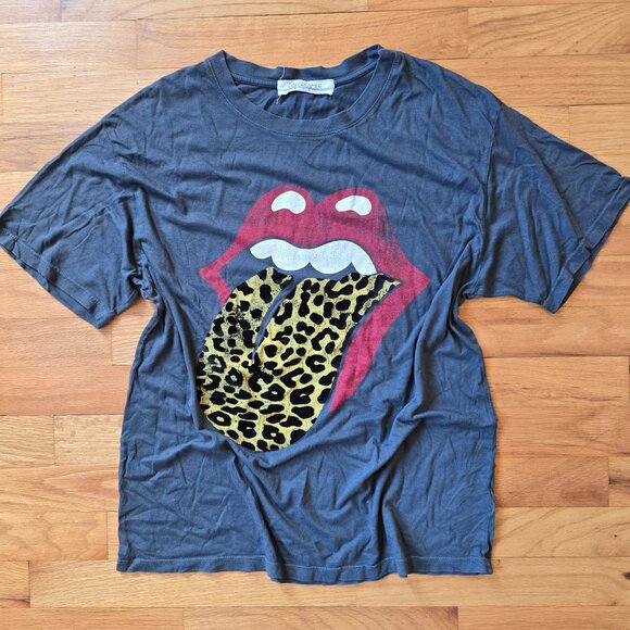 Free People x Daydreamer Rolling Stones Leopard Tongue Tee – Size M - Picture 1 of 4